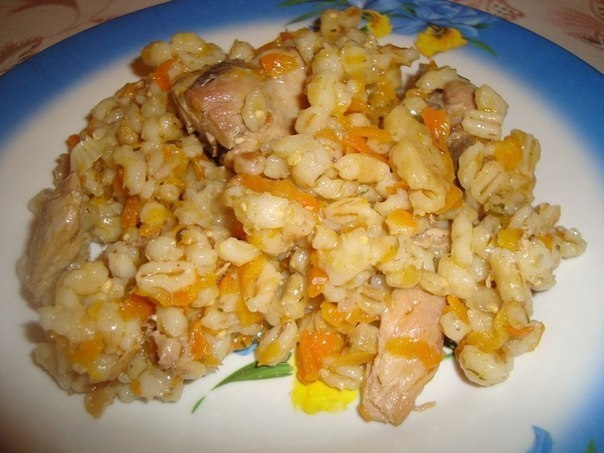 К ужину сегодня: Перловая каша с курицей в казане К ужину сегодня: Перловая каша с курицей в казане