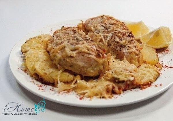Куриные грудки, запеченные в сливках под сыром"