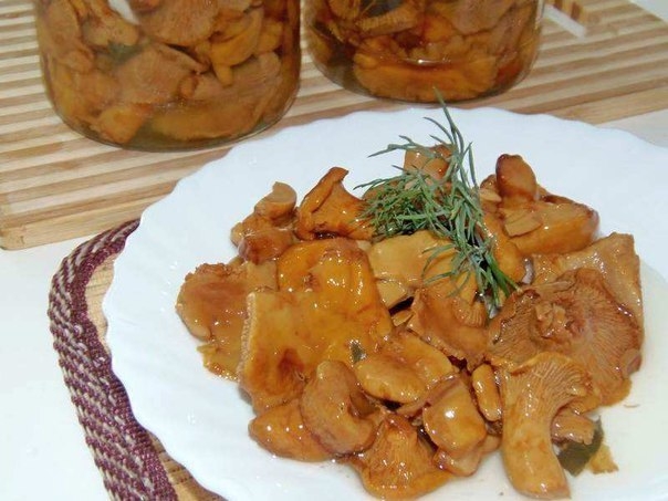 Лисички, маринованные с маслом и чесноком