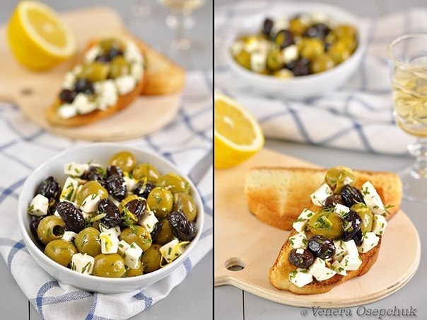 Салат (закуска) с оливками и фетой.