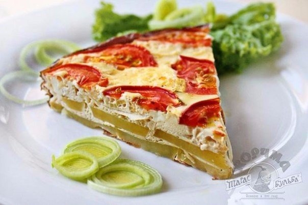 Картофельная тортилья с луком порей Картофельная тортилья с луком порей