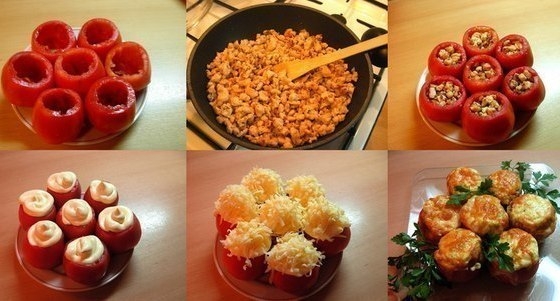 ПОМИДОРЫ, ФАРШИРОВАННЫЕ КУРИЦЕЙ!