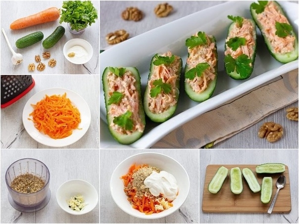 Огуречные лодочки с пикантной начинкой