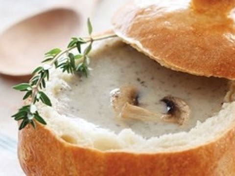 Грибной суп-пюре в булочке