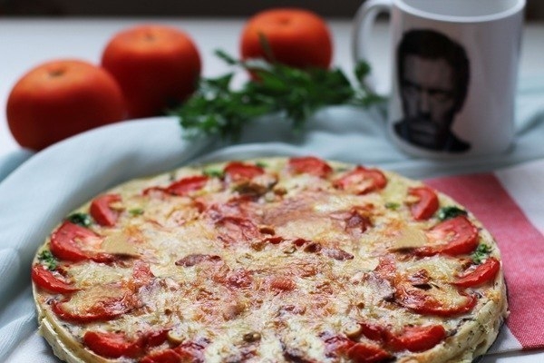 Киш(пицца) с грибами и помидорами