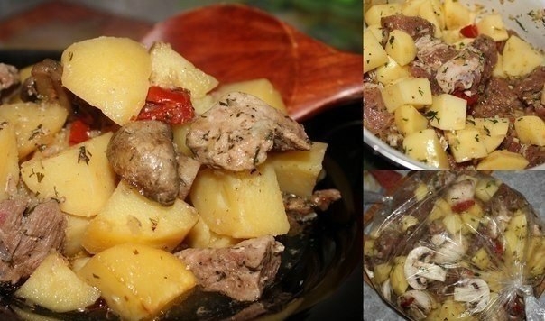 Сочное мясо с картофелем в рукаве