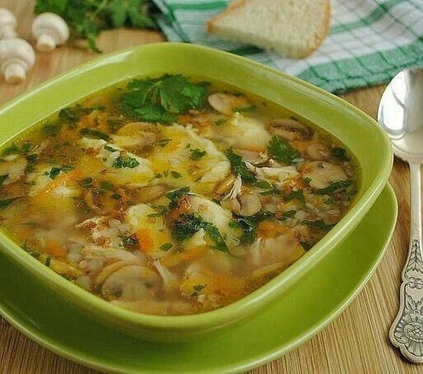 ГРИБНОЙ СУП С ГРЕЧКОЙ И КАРТОФЕЛЬНЫМИ КЛЕЦКАМИ