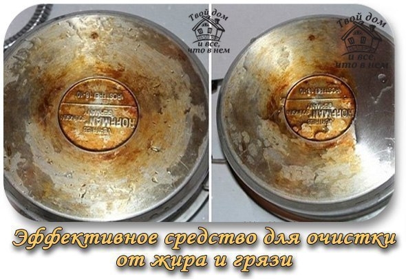 Простое и эффективное средство для очистки кухонной утвари от жира и грязи