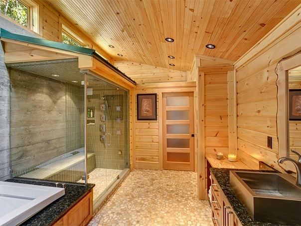 Особенности отделки ванны в деревянном доме .