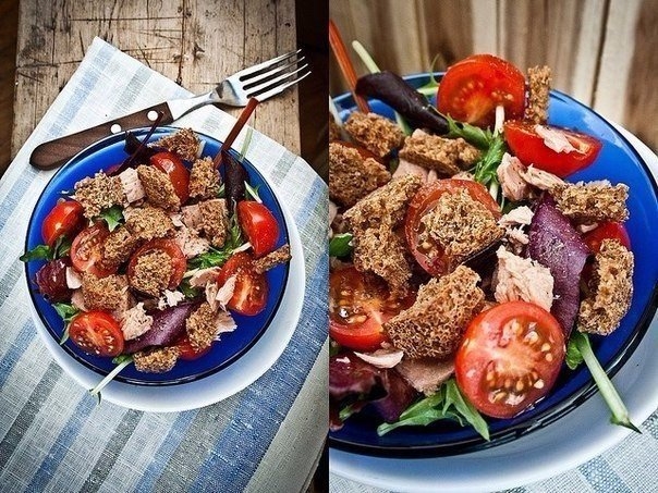 Салат с тунцом, фасолью и сухариками Салат с тунцом, фасолью и сухариками