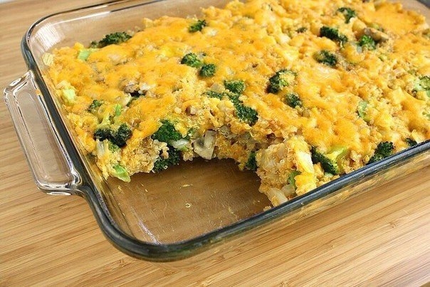 Рисовая запеканка с сыром и брокколи Рисовая запеканка с сыром и брокколи