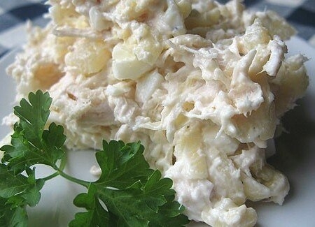 Салат из филе куриной грудки с ананасами Салат из филе куриной грудки с ананасами