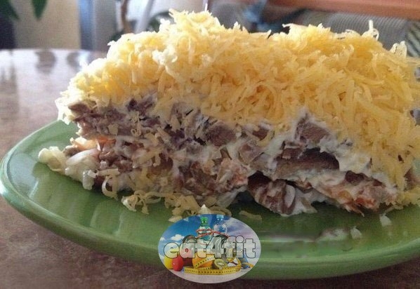 Диетический салат с курицей и грибами Диетический салат с курицей и грибами