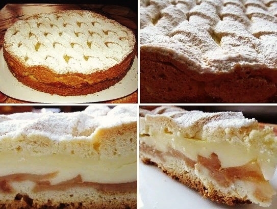 Яблочный пирог с нежным кремом.