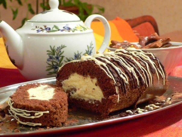 Шоколадный рулет с лимонным кремом!
