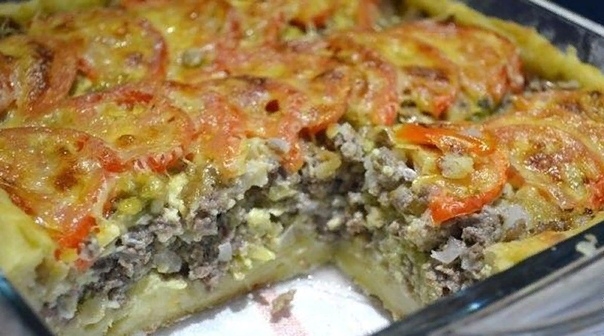 Мясной пирог из картофельного теста