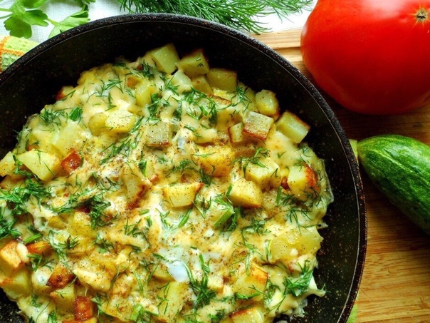 Картошка с сыром на сковороде Картошка с сыром на сковороде