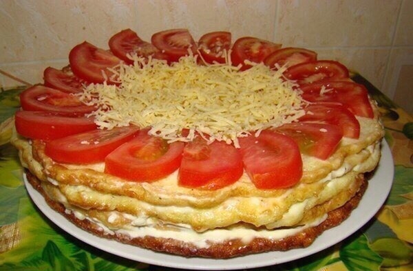 Закусочный тортик из кабачков