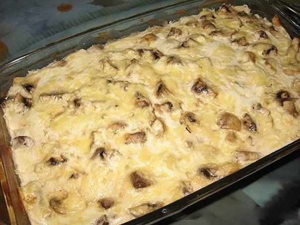 Куриная запеканка с грибами.
