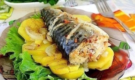СКУМБРИЯ ЗАПЕЧЁННАЯ С КАРТОФЕЛЕМ СКУМБРИЯ ЗАПЕЧЁННАЯ С КАРТОФЕЛЕМ
