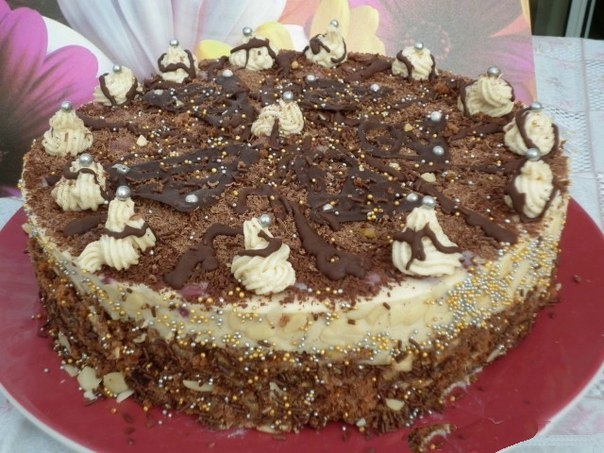 Торт Шоколадно-вишнёвая "молочная девочка"с орехами