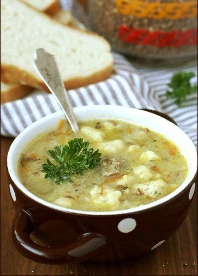 Гречневый суп с картофельными клецками&bull;