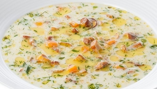 Сырный суп с лисичками