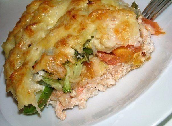 "Запеканка из овощей и куриного фарша"