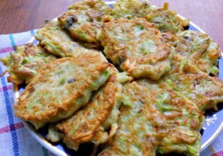 Кабачковые оладьи с шампиньонами