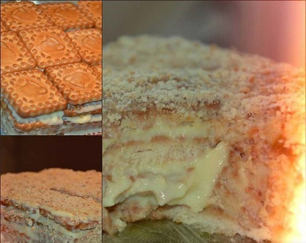 Торт из печенья и заварным кремом