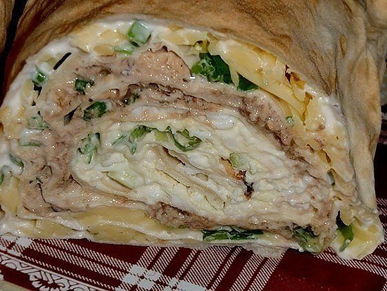 Рулет "Мимоза"из лаваша