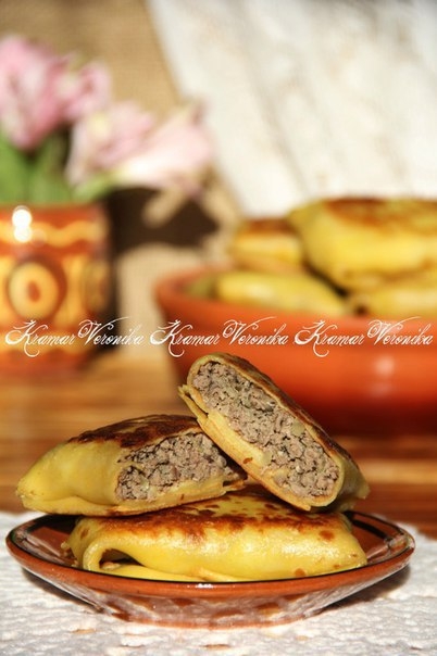 Блинчики с куриными сердечками