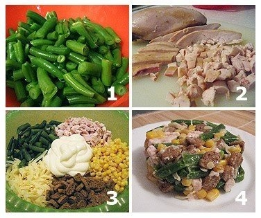 Салат из фасоли с копченой курицей