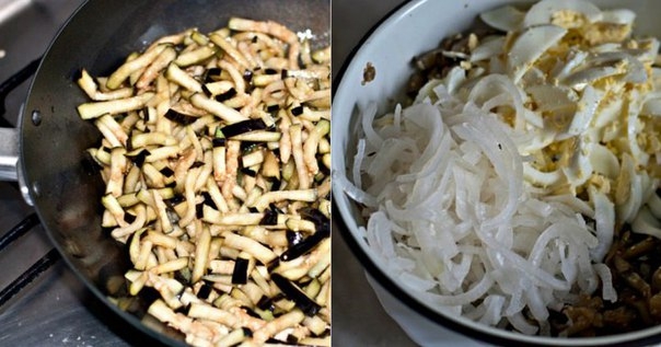 Салат из баклажанов с яйцами и курицей