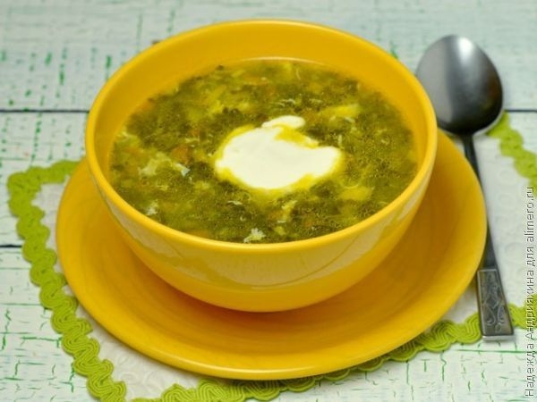 Зелёные щи из капусты