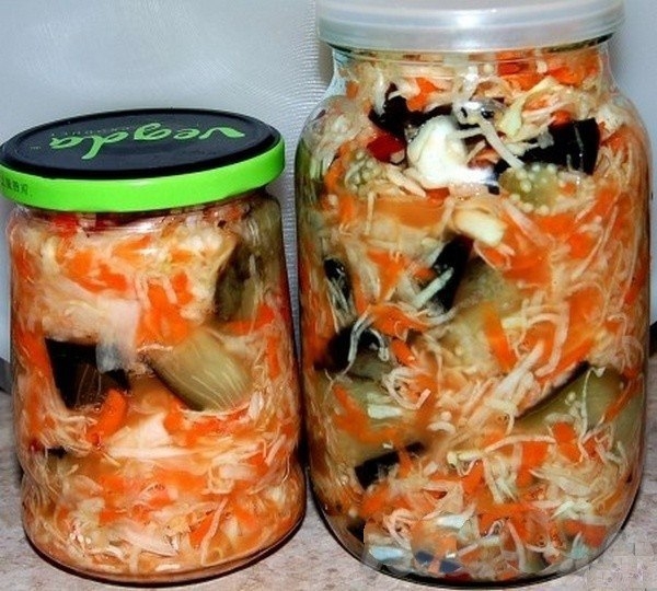 Баклажаны с капустой на зиму