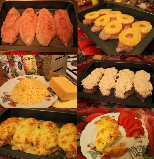 Куриные грудки с ананасами