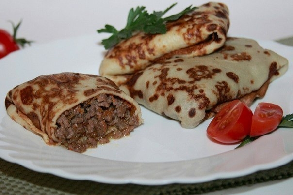 Блины на пиве. С мясом