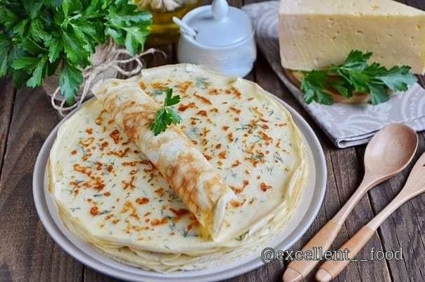Сырные блины с укропом