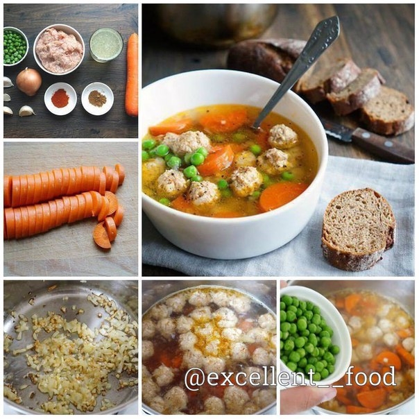 Прозрачный суп с куриными фрикадельками. ᅠ