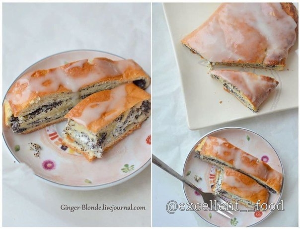 Рулет с маком, повидлом и творогом