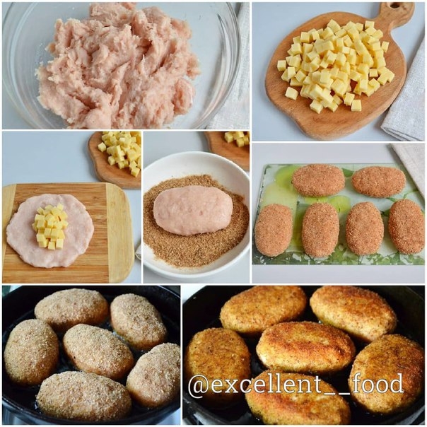 Вкуснейшие и сочные котлетки из курицы с сырной начинкой.
