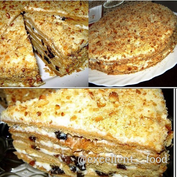 Торт медовый с черносливом