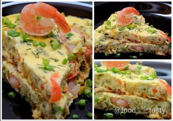 Омлет с овощами и креветками