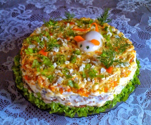 Печеночный торт из куриной печени с Печеночный торт из куриной печени с