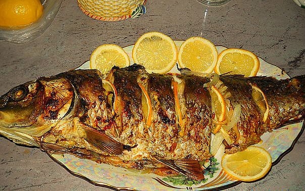 Рецепт - карп, запеченный в рукаве Рыбные блюда.