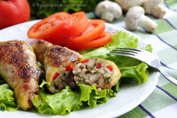 Куриные голени, фаршированные шампиньонами