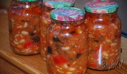 Салат из фасоли и баклажанов на зиму Салат из фасоли и баклажанов на зиму