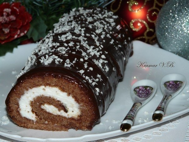 Творожный рулет " Баунти ".