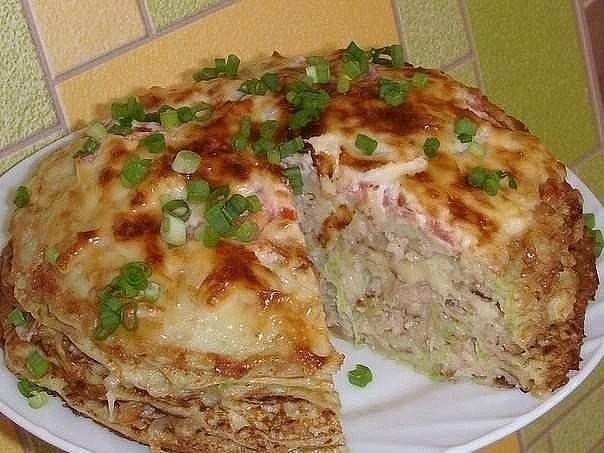 Кабачково-сырный тортик с мясом - просто объедение!